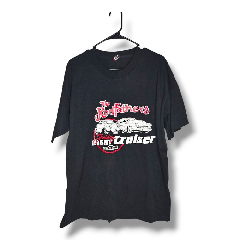 Vintage Old Cars T-Shirt XL Black Graphic Tee The Rodfathers Cruiser USA BEST